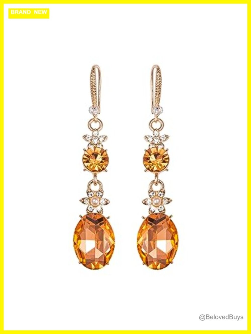 Art Deco Crystal Drop Earrings Clip On Gatsby Vintage Style Statement Jewelry